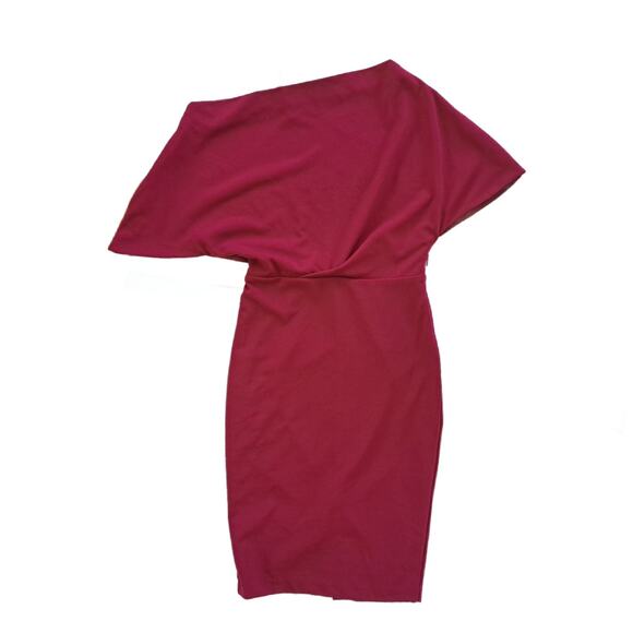 New ALEXIA ADMOR Olivia Draped One-Shoulder Sheath Dress Burgundy Medium - Picture 7 of 9